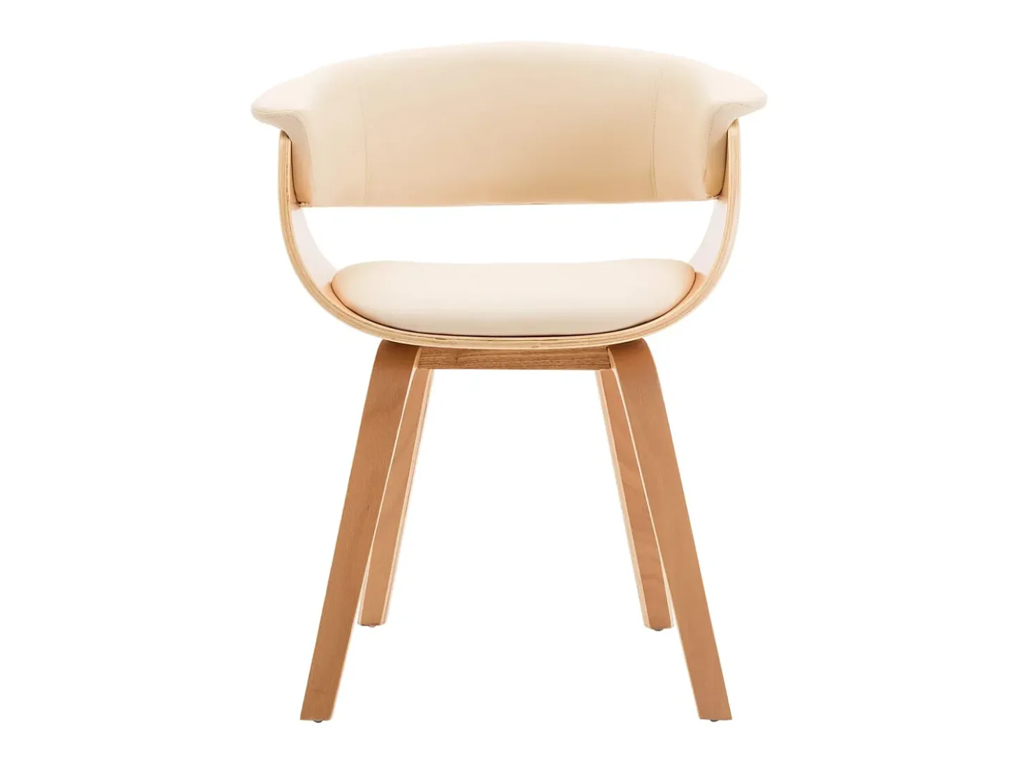 Sillas de comedor 4 uds madera curvada y cuero sintético crema