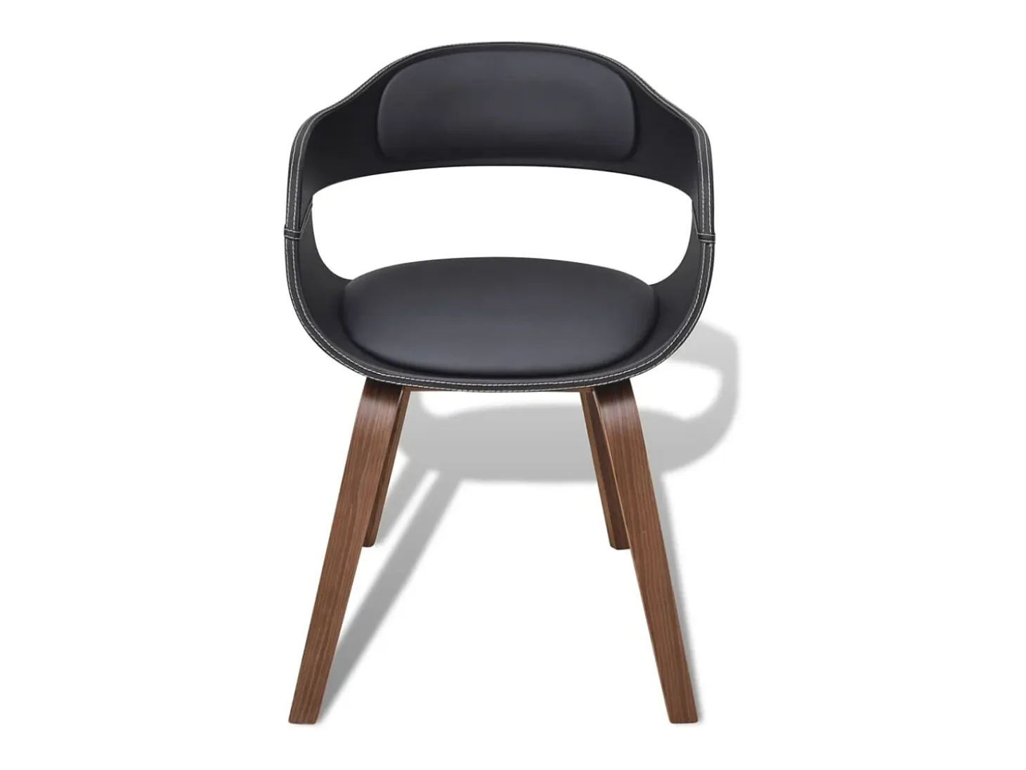 Sillas de comedor 4 uds madera curvada cuero sintético negro