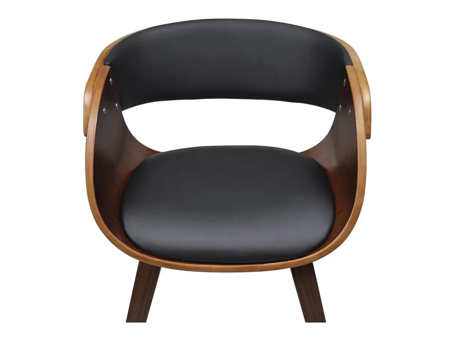 Sillas de comedor 4 uds madera curvada cuero sintético marrón