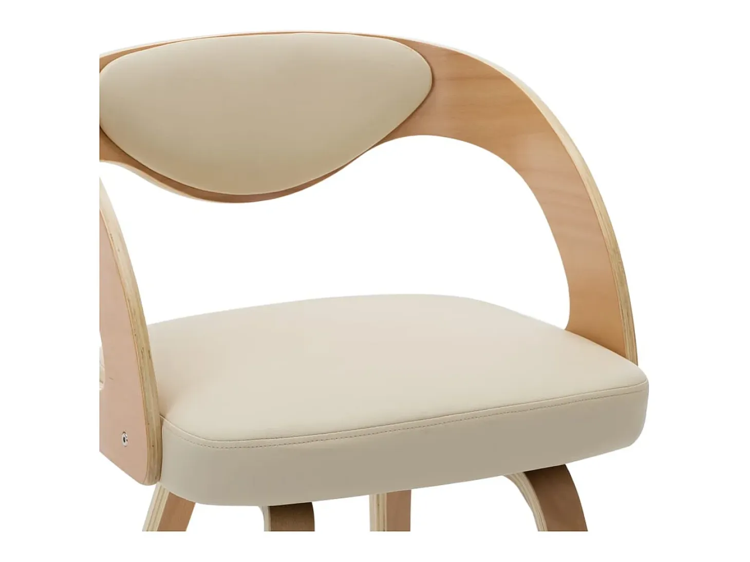 Sillas de comedor 4 uds madera curvada y cuero sintético crema