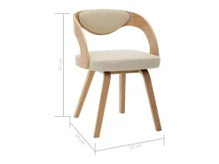 Sillas de comedor 6 uds madera curvada y cuero sintético crema