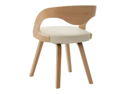 Sillas de comedor 6 uds madera curvada y cuero sintético crema
