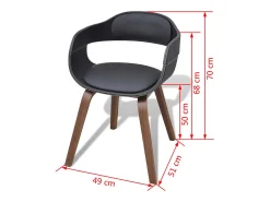 Sillas de comedor 2 uds madera curvada y cuero sintético negro