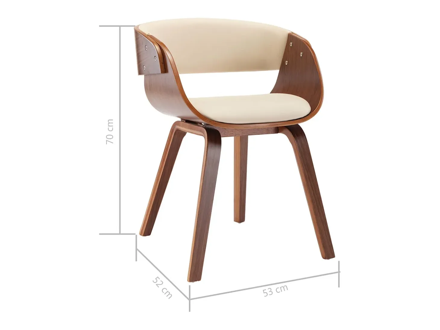 Sillas de comedor 2 uds madera curvada y cuero sintético crema