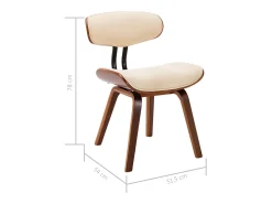 Sillas de comedor 2 uds madera curvada y cuero sintético crema