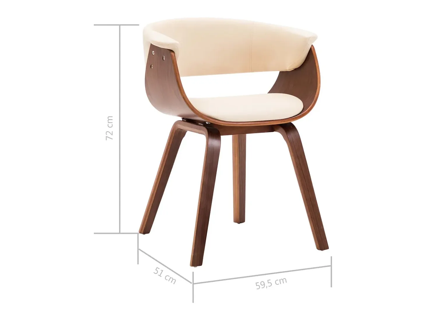 Sillas de comedor 4 uds madera curvada y cuero sintético crema
