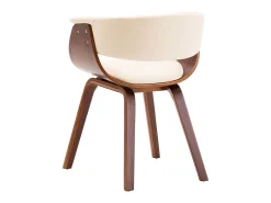 Sillas de comedor 4 uds madera curvada y cuero sintético crema