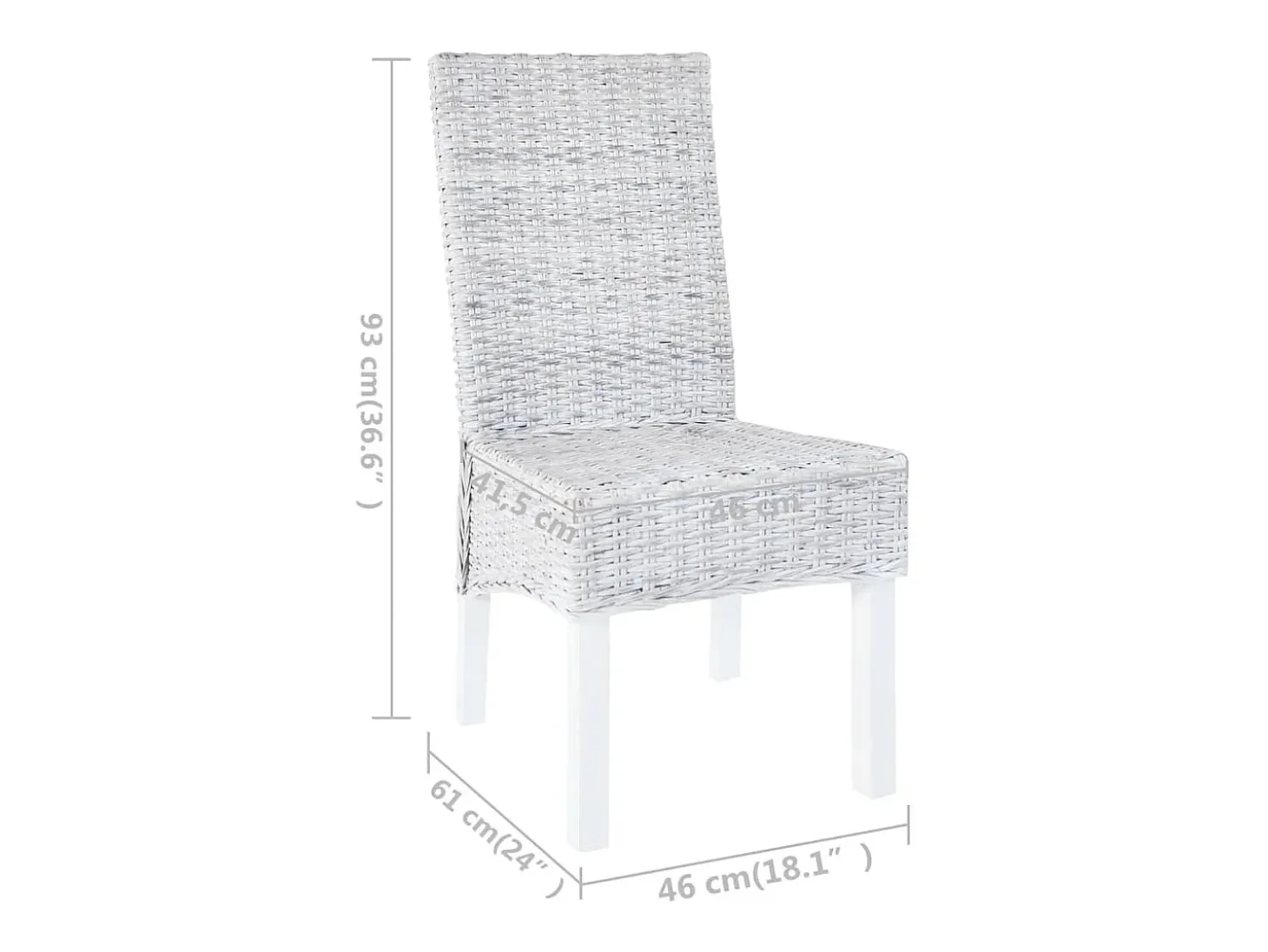 Sillas de comedor 4 uds ratán Kubu y madera mango blanco