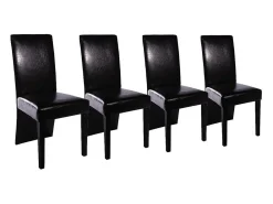 Sillas de comedor 4 unidades cuero sintético negro