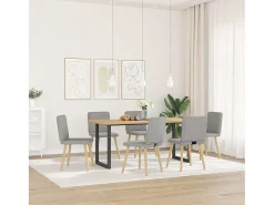 Sillas de comedor 6 unidades tela gris nube