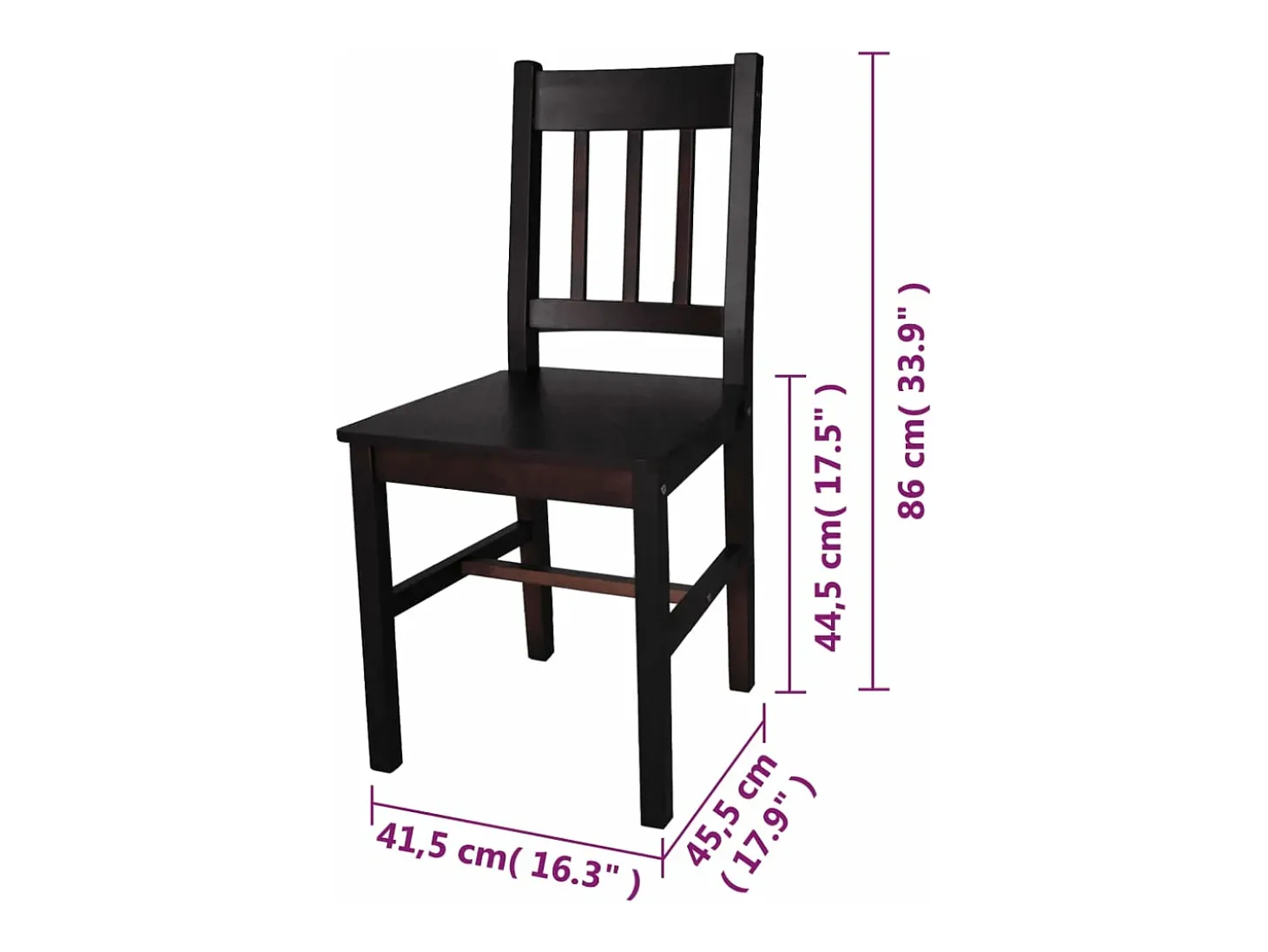 Sillas de comedor 2 unidades madera de pino marrón oscuro