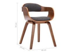Sillas de comedor 2 unidades tela y madera curvada gris oscuro