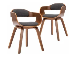 Sillas de comedor 2 unidades tela y madera curvada gris oscuro