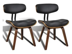 Sillas de comedor 2 unidades madera curvada y cuero sintético