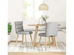 Sillas de comedor 2 unidades tela gris nube