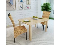 Sillas de comedor 2 unidades madera maciza de mango y abacá