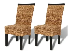 Sillas de comedor 2 unidades madera maciza de mango y abacá