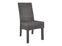 Sillas de comedor 4 unidades ratán Kubu y madera mango marrón