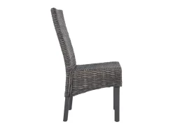 Sillas de comedor 4 unidades ratán Kubu y madera mango marrón