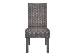 Sillas de comedor 4 unidades ratán Kubu y madera mango marrón