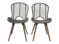Sillas de comedor 2 unidades ratán natural marrón