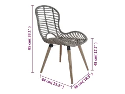 Sillas de comedor 2 unidades ratán natural marrón