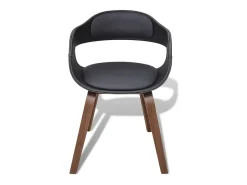 Sillas de comedor 2 unidades madera curvada y cuero sintético negro
