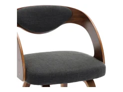 Sillas de comedor 6 unidades madera curvada y tela gris oscuro