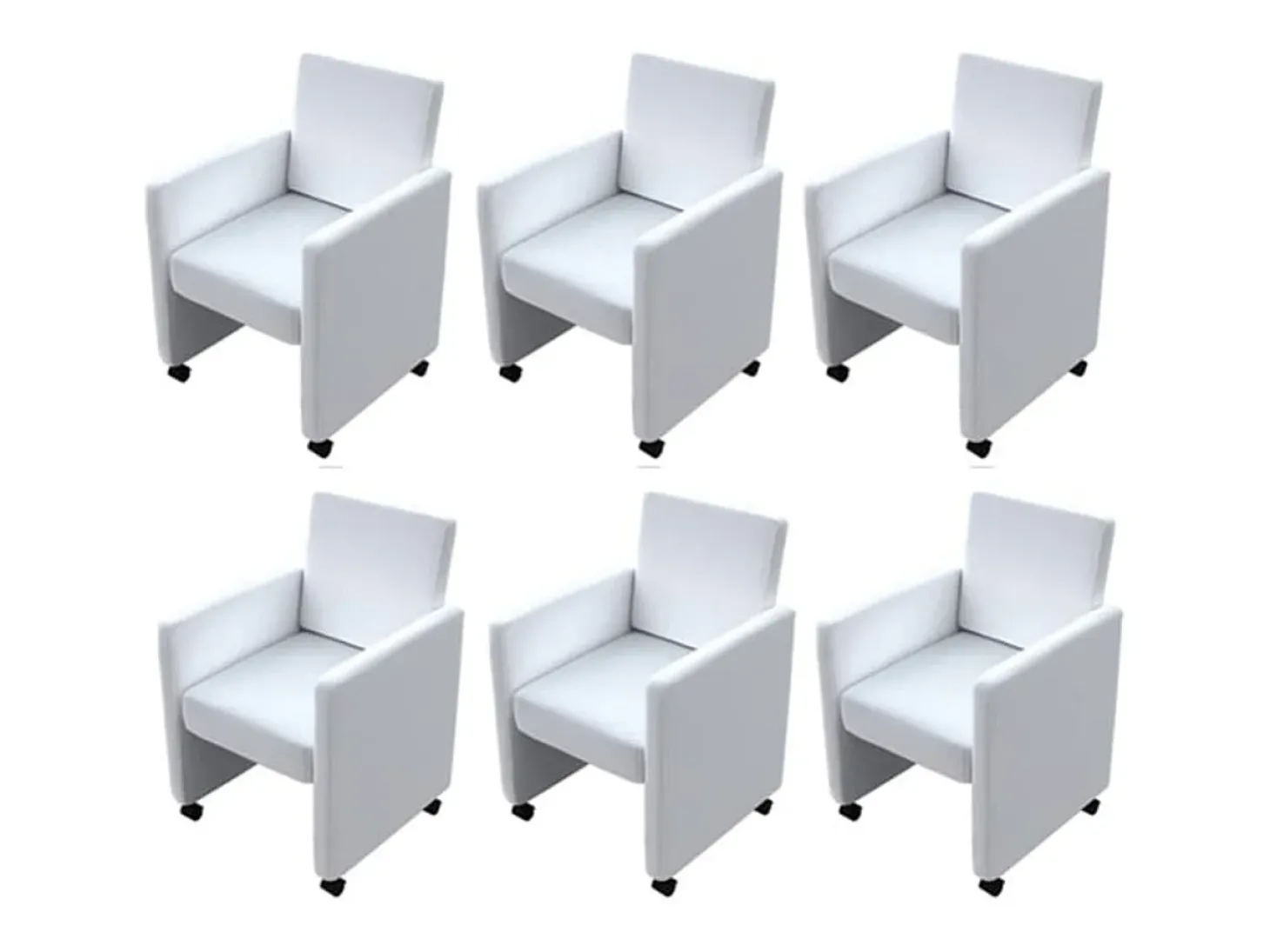 Sillas de comedor 6 unidades cuero sintético blanco