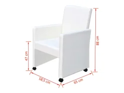 Sillas de comedor 6 unidades cuero sintético blanco