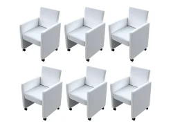Sillas de comedor 6 unidades cuero sintético blanco