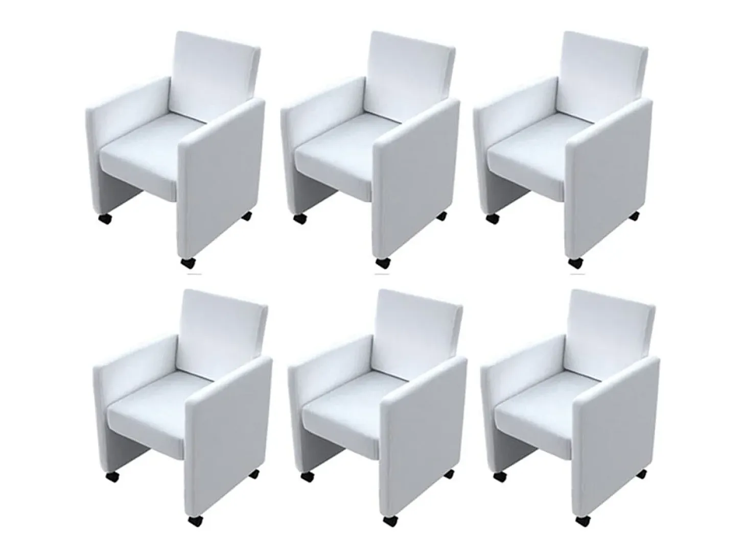 Sillas de comedor 6 unidades cuero sintético blanco