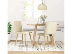 Sillas de comedor 2 unidades tela color crema