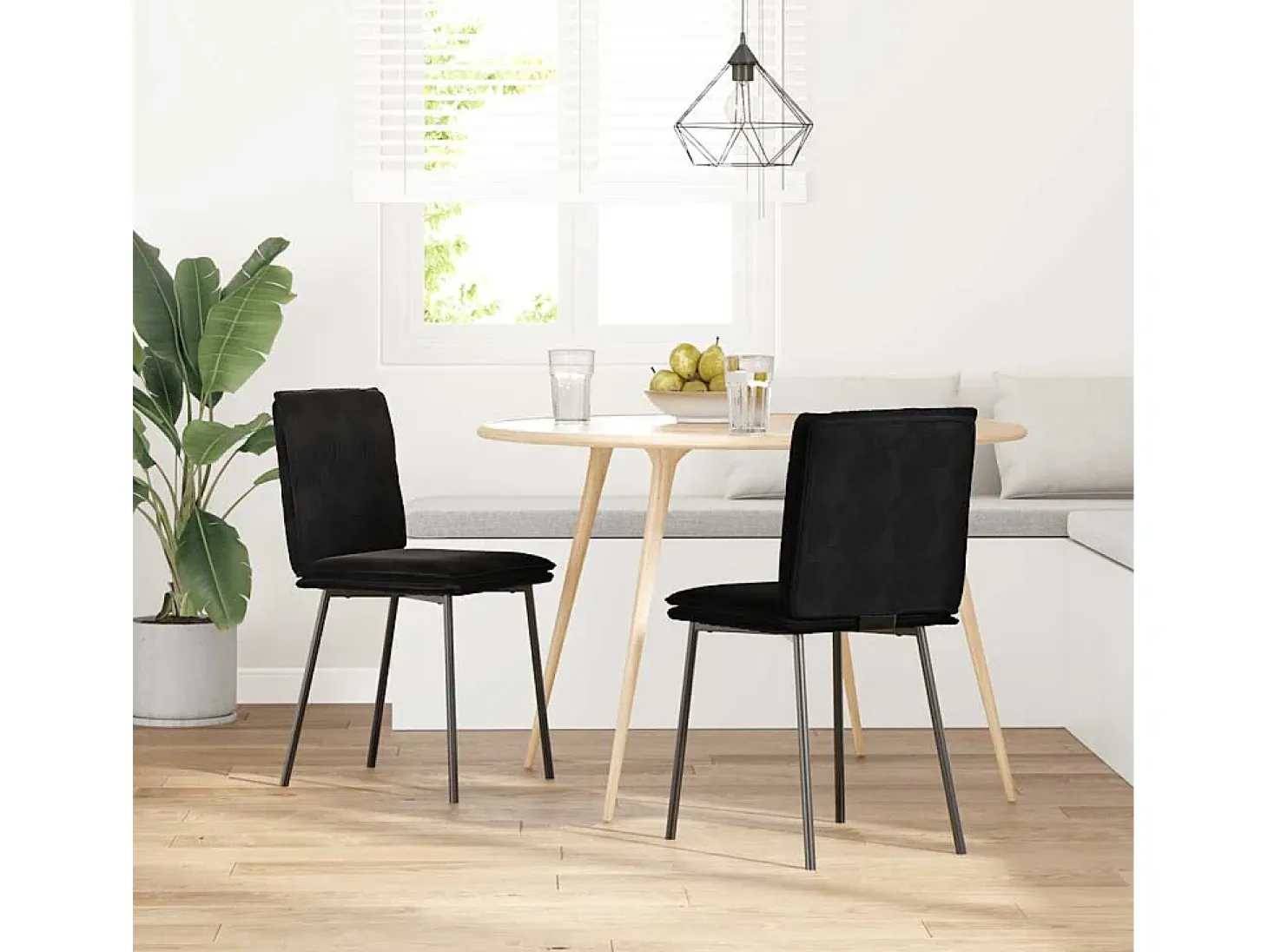 Sillas de comedor 2 unidades terciopelo negro
