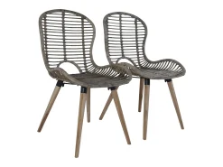 Sillas de comedor 4 unidades ratán marrón natural