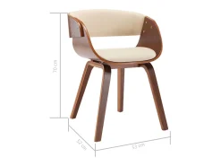 Sillas de comedor 2 unidades madera curvada y cuero sintético crema