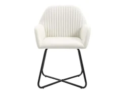 Sillas de comedor 2 unidades tela color crema