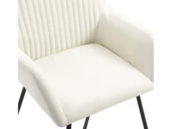 Sillas de comedor 2 unidades tela color crema