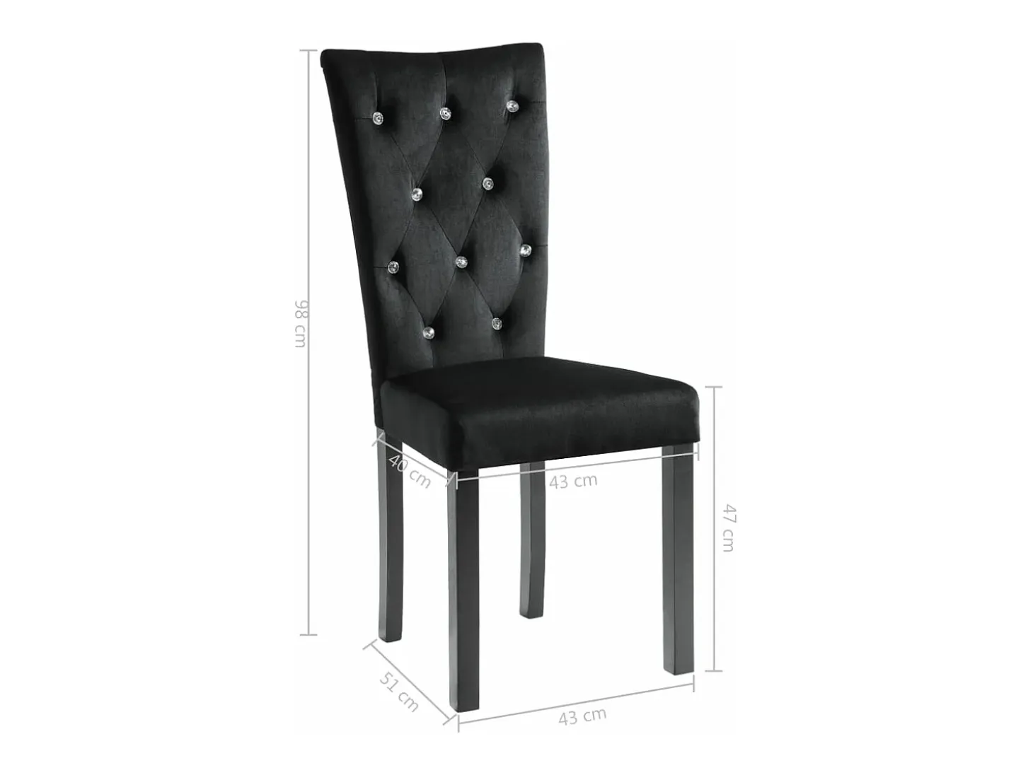 Sillas de comedor 2 unidades terciopelo negro