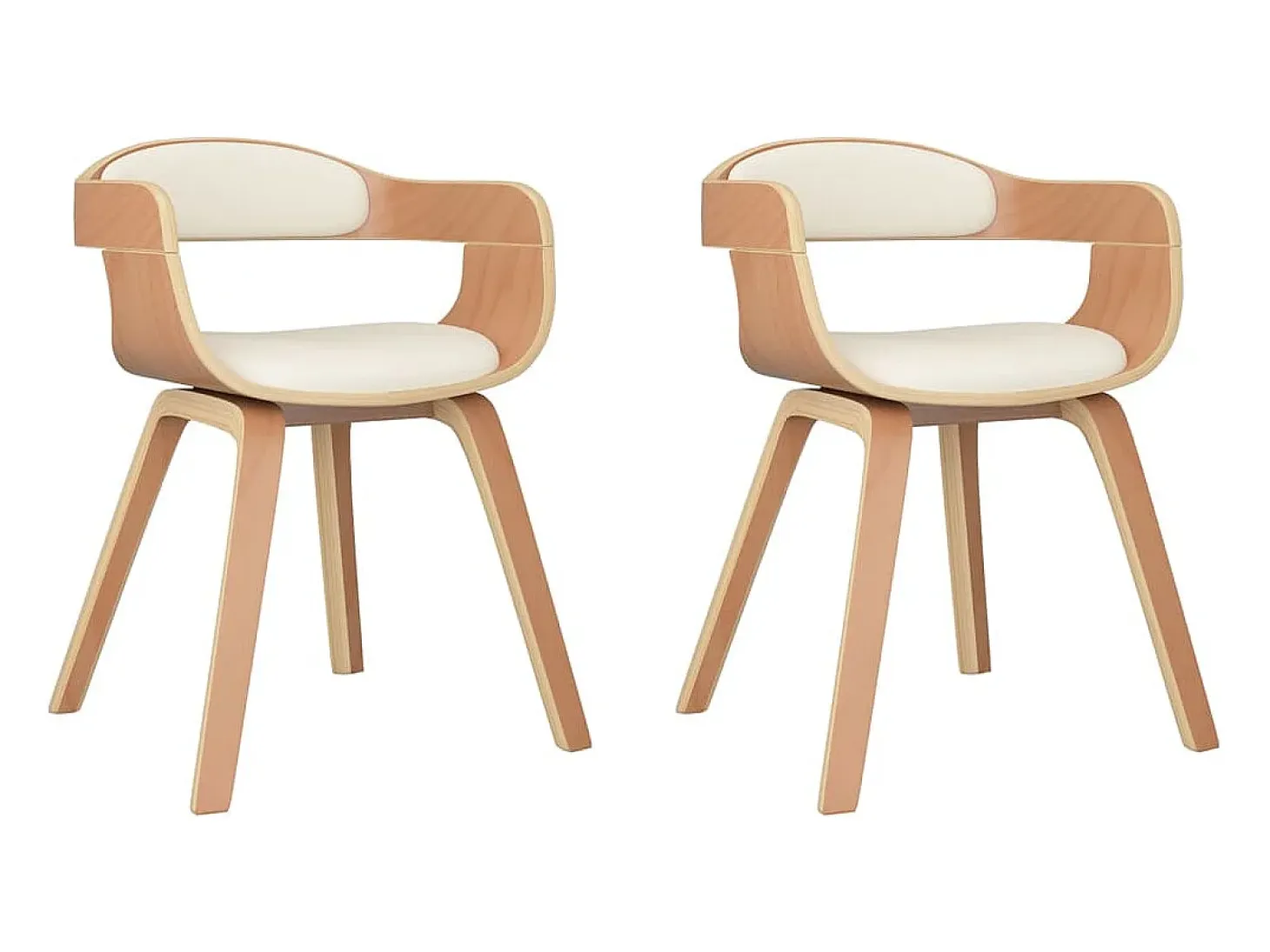 Sillas de comedor 2 unidades cuero sintético y madera curvada crema