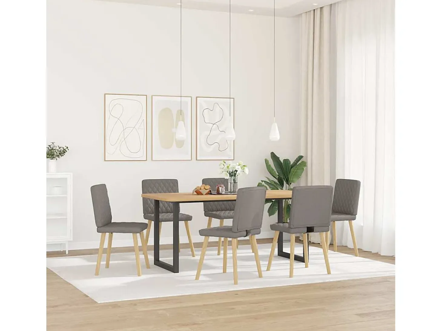Sillas de comedor 6 unidades de tela gris taupe