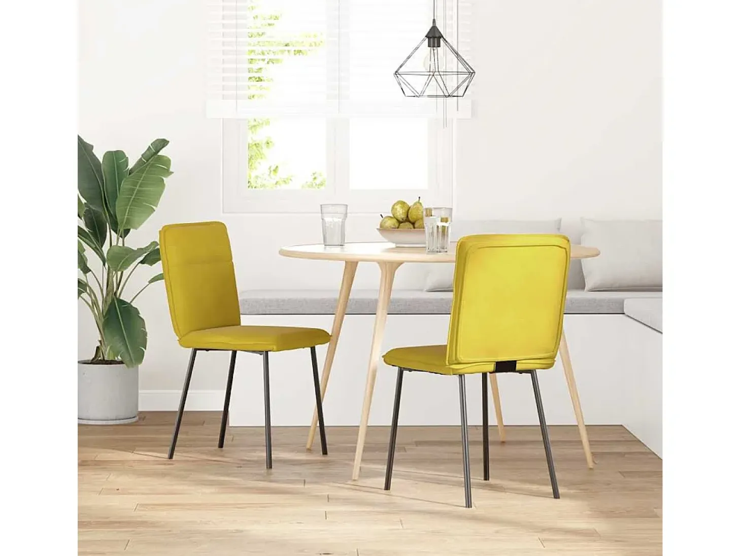 Sillas de comedor 2 unidades terciopelo amarillo