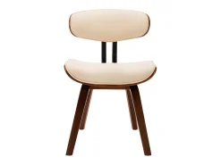 Sillas de comedor 2 unidades madera curvada y cuero sintético crema