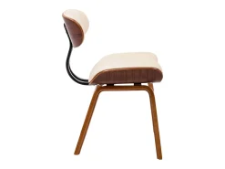 Sillas de comedor 2 unidades madera curvada y cuero sintético crema
