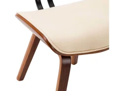 Sillas de comedor 2 unidades madera curvada y cuero sintético crema