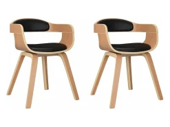 Sillas de comedor 2 unidades cuero sintético y madera curvada negro