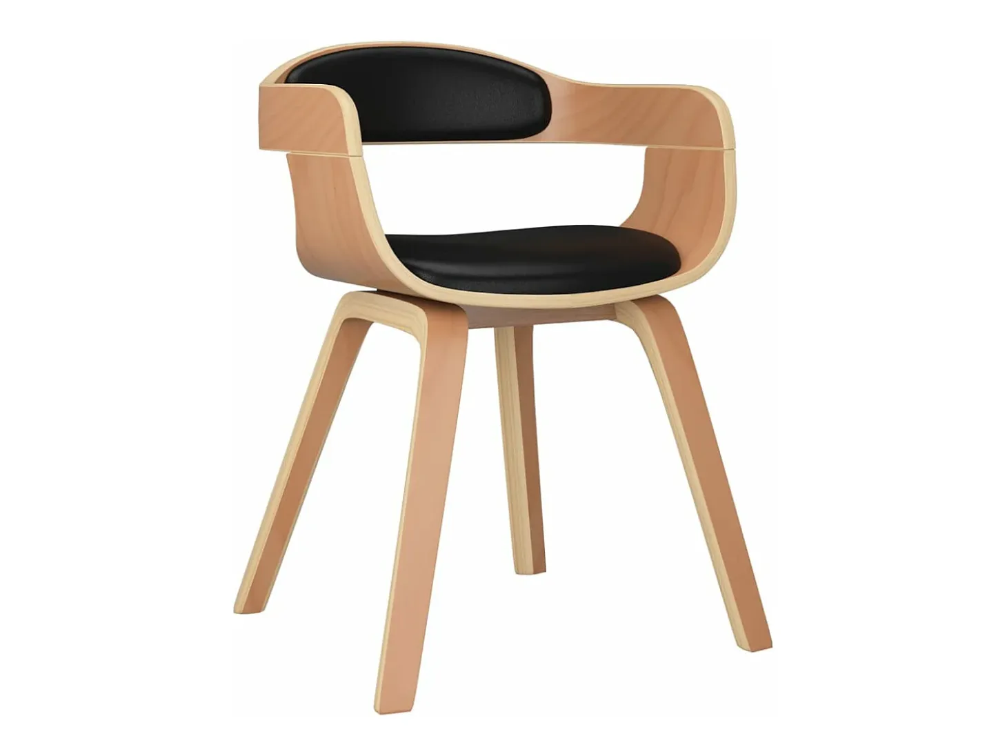 Sillas de comedor 2 unidades cuero sintético y madera curvada negro