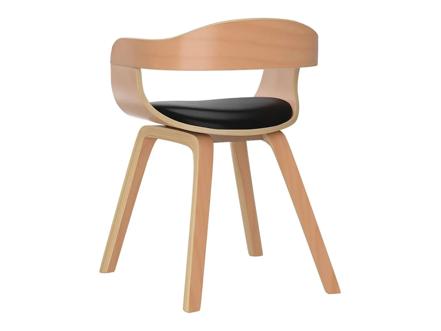 Sillas de comedor 2 unidades cuero sintético y madera curvada negro