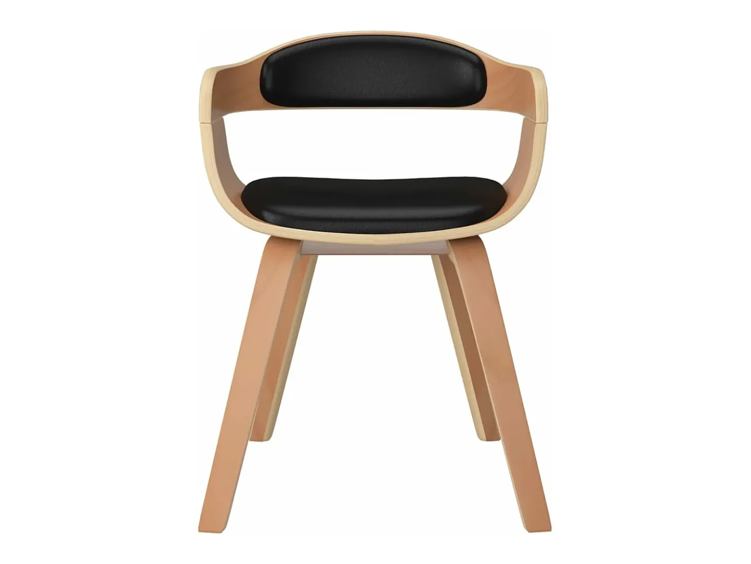 Sillas de comedor 2 unidades cuero sintético y madera curvada negro