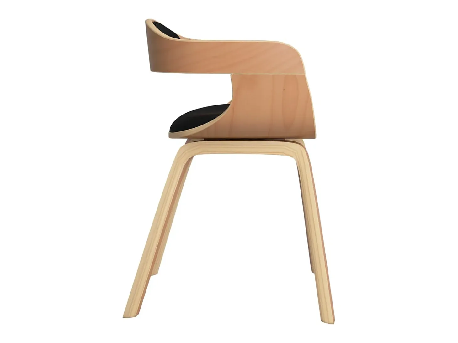 Sillas de comedor 2 unidades cuero sintético y madera curvada negro